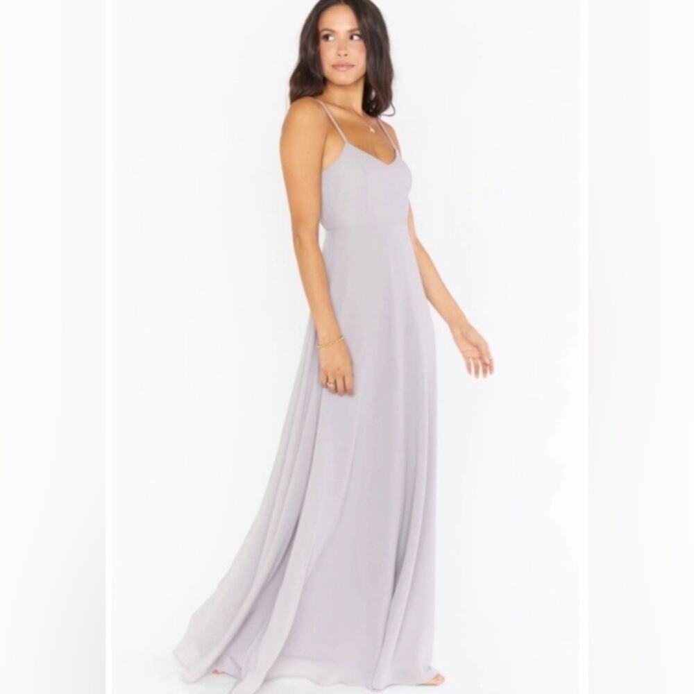 NWT Show Me Your Mumu Faith dove grey chiffon maxi dress Size M